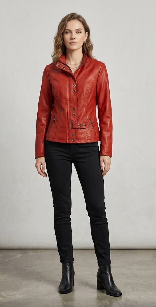 Куртка иск кожа Артикул 3У-78-3027 (красный 2XL)