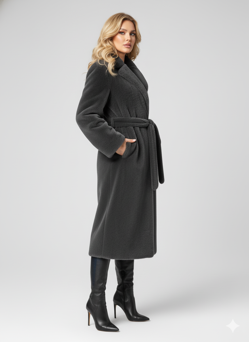 Шуба Классика, иск мех норка (Графит, 2XL)