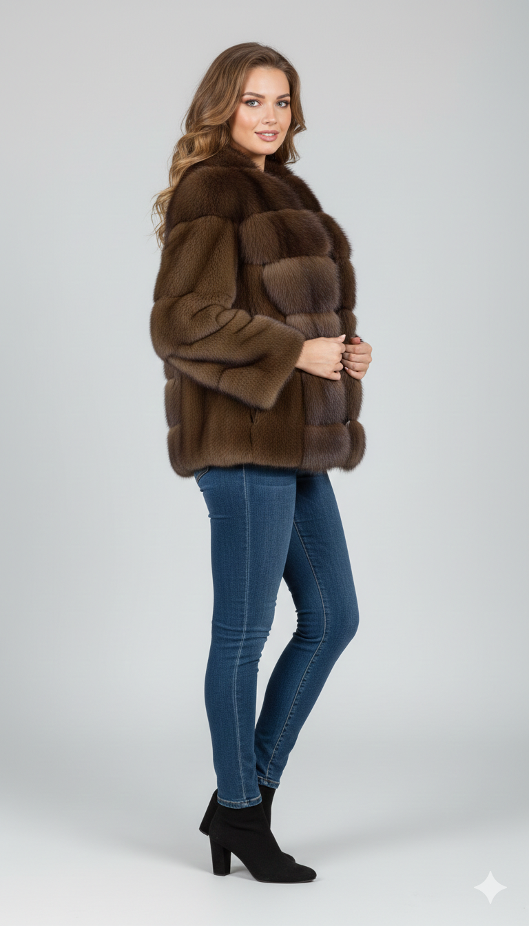 Шуба Зика, иск мех норка (махагон, 2XL)